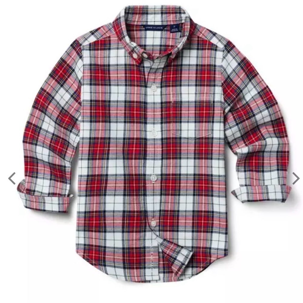 Plaid Kids Shirt - Red and White